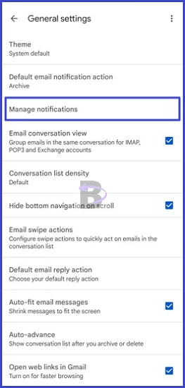 Gmail manage notifications