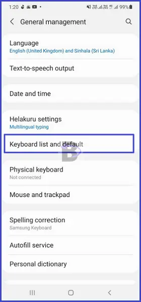 Keyboard list and default