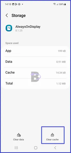Clear always on display app cache