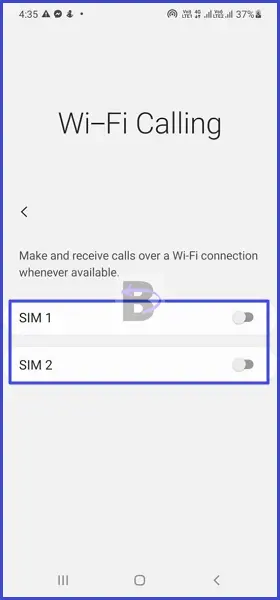 Enable or disable wi-fi calling