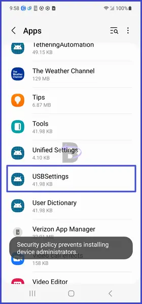 Usbsettings system service