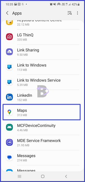 Maps in apps list