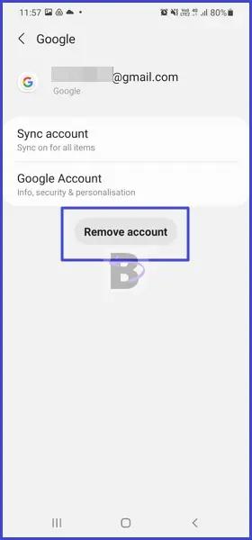 Remove selected google account
