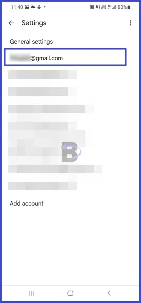 Select gmail account