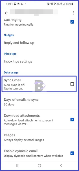 Sync gmail