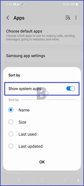 Show system apps