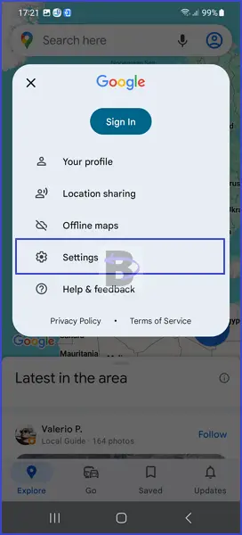 Google maps - settings