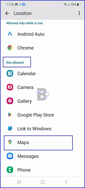 Maps in the not allowed section